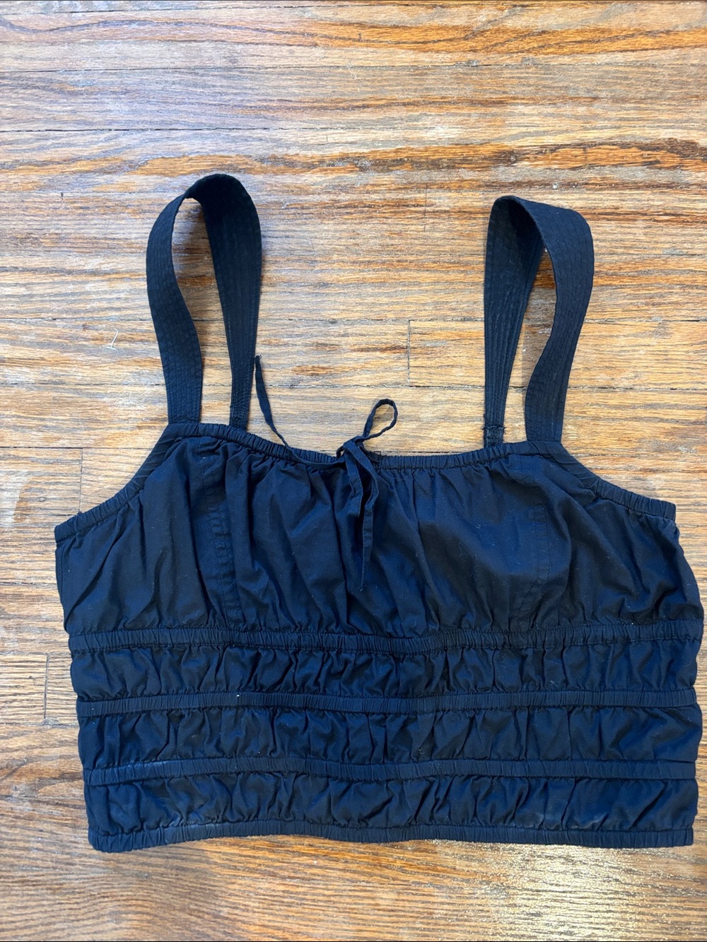Aritzia Black Ruched Crop Tank Top